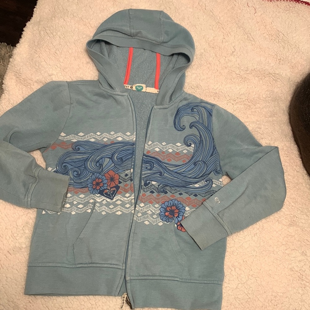 Girls size 10/12-Medium Roxy Girl zip up with hoodie.